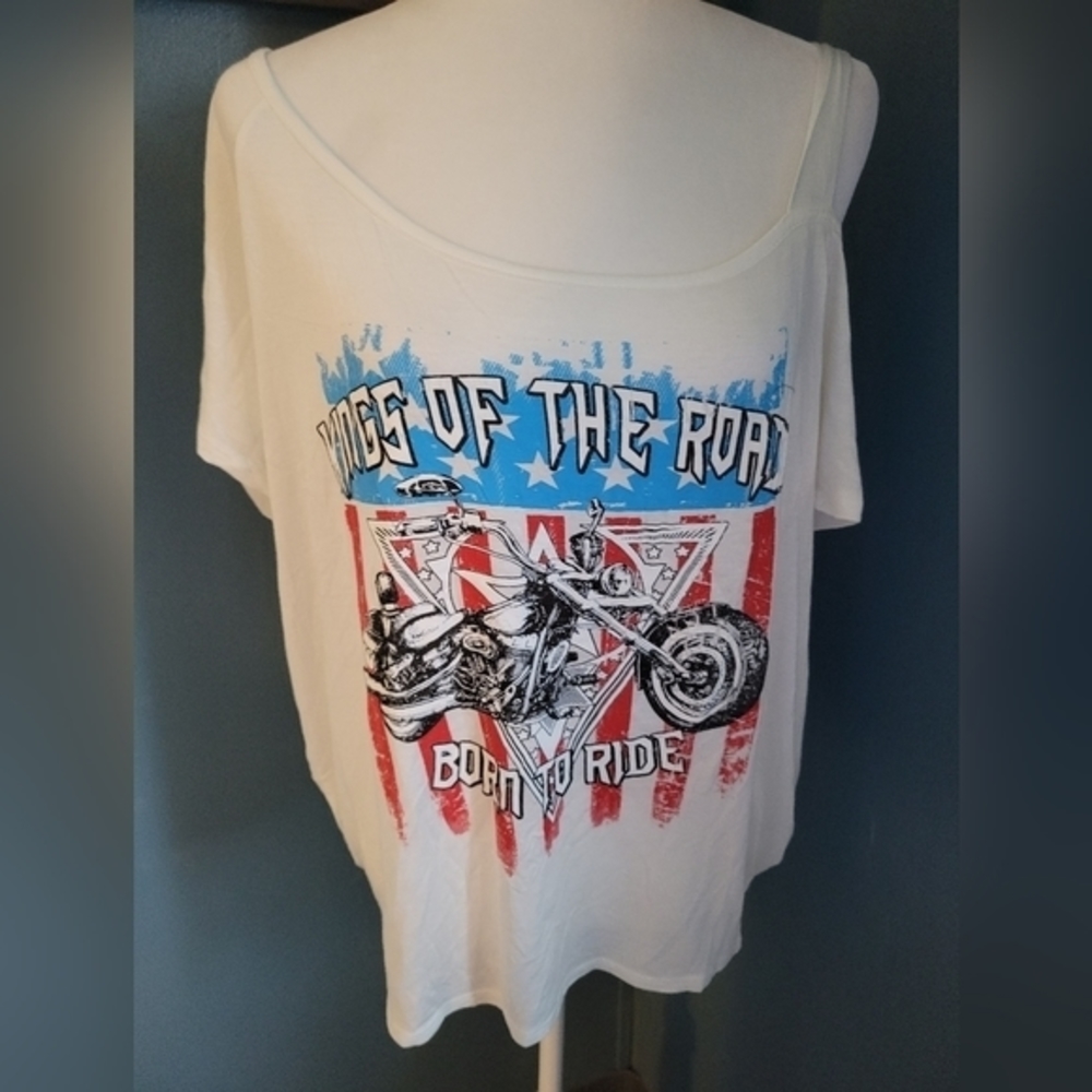 Zenobia size 2XL NWOT 1 cold shoulder Biker Kings of the Road Tee‎